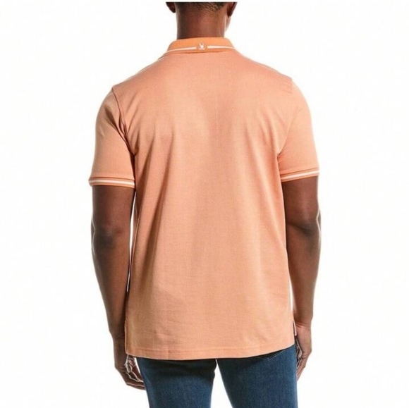 Psycho Bunny Men's Orange Warsaw Jacquard Logo Pique Polo Shirt 6 L - Picture 2 of 12